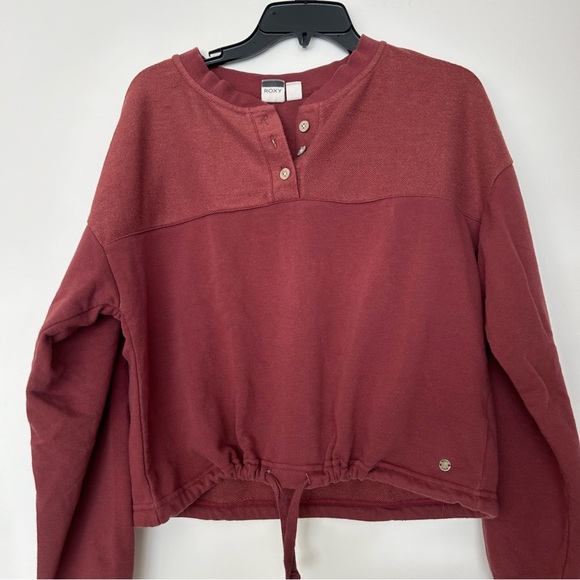 Roxy Henley Pullover Crop Sweatshirt Top - Picture 1 of 13